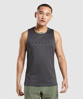 Camiseta Tirantes Gymshark Deporte Stripe Hombre Negras Gris | CO 3234PJJ